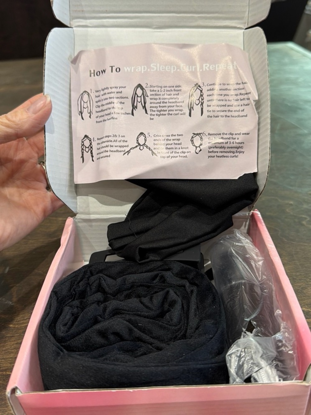 Women’s Black Hair Styling Headband Set - Sleep Curl Wrap